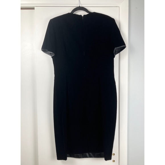 Women's 90s Black Velvet Evening Party Dress Sheath Plus sz 14 - Picture 6 of 8